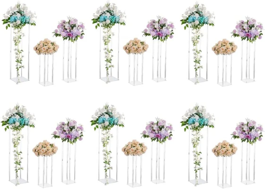 

Acrylic Vases Centerpieces for Wedding Table - Set of 1Clear Vase Stand, Column Flower Stand, Wedding Decorations for Tables