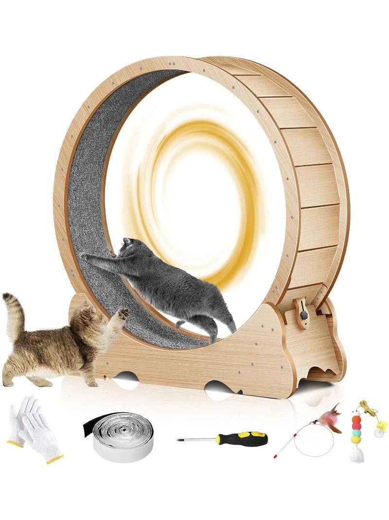 

Cat Wheel, 45 inch Large XL Cat Treadmill, Cat Exercise Wheel with Carpeted Runway, Running Wheel for Indoor Cats