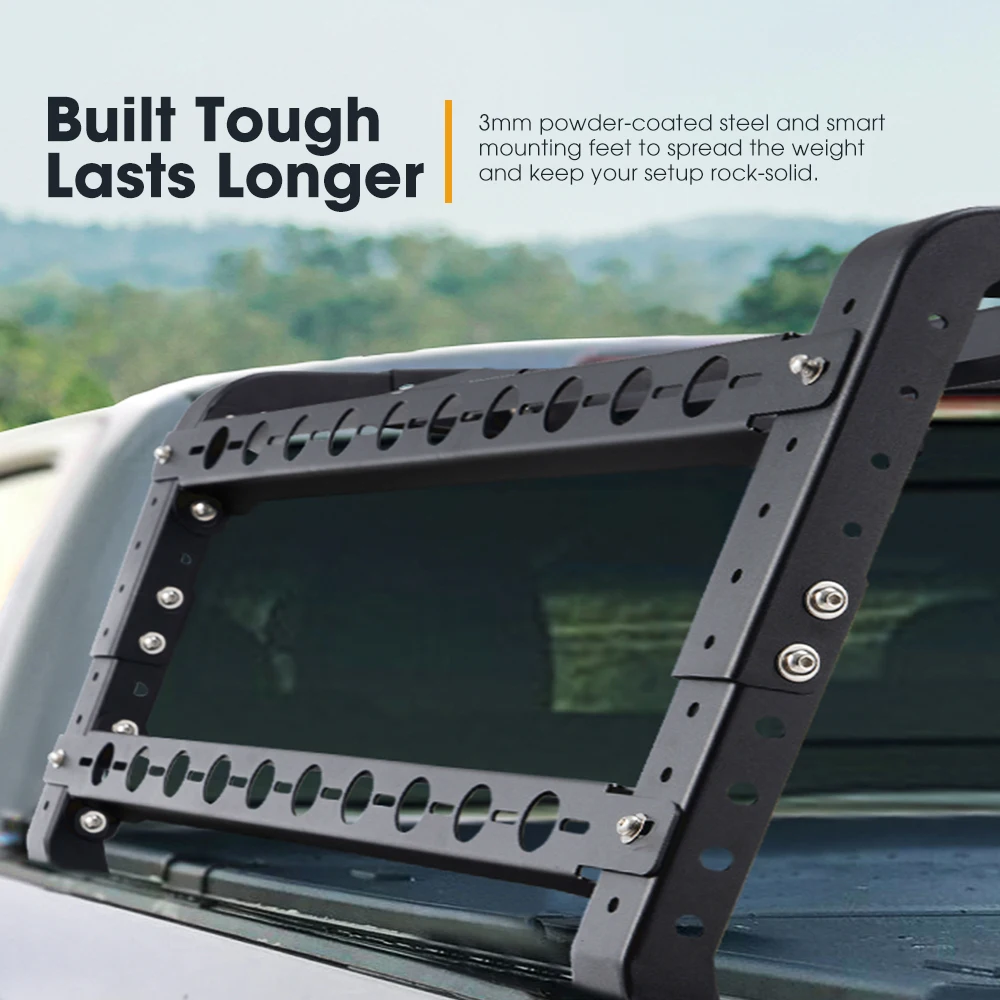 

Truck Bed Rack Ladder for 4x4 Landing Universal Roof Rack 500kg Capacity Adjustable Multipurpose Cage