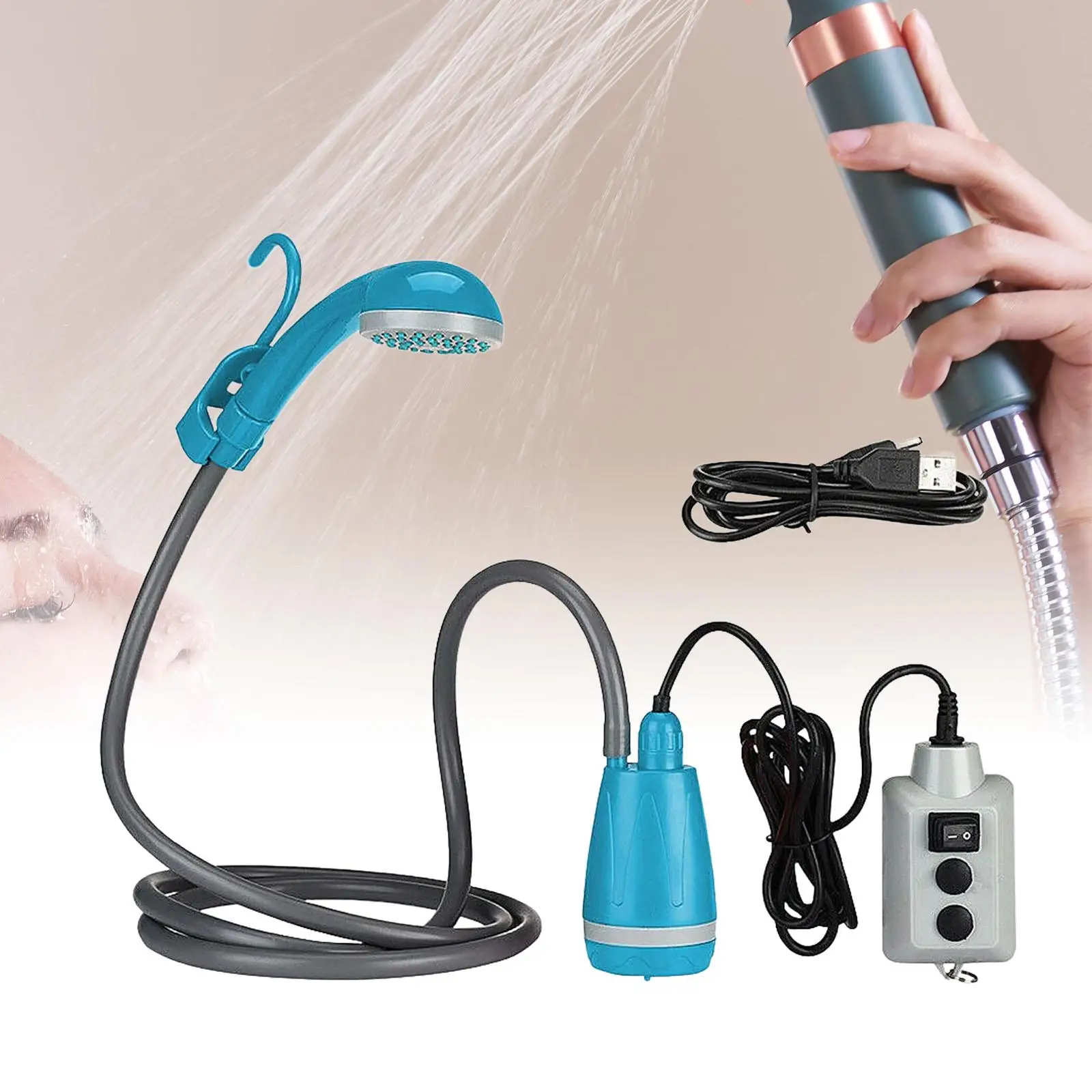 

Portable Camping Shower Practical Waterproof Handheld Showerhead Outdoor Shower