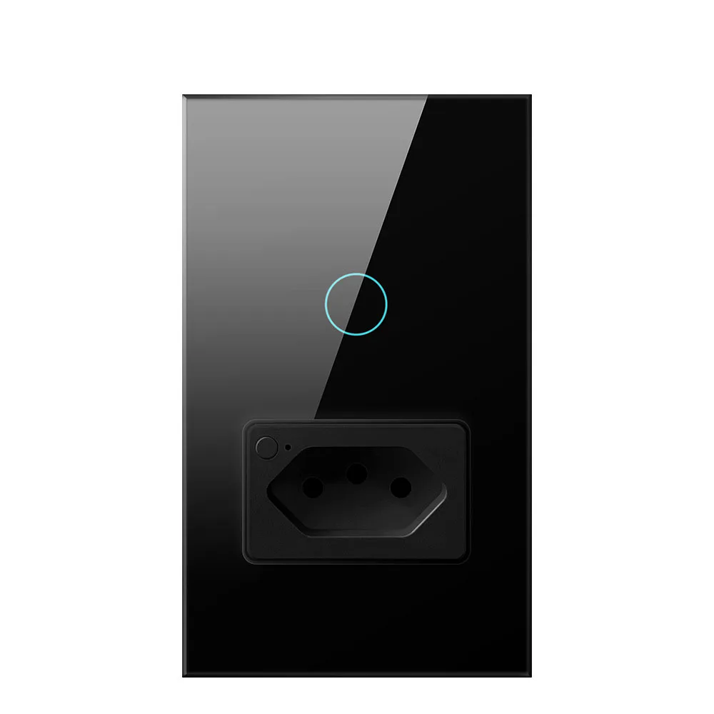 DELEFU-Tuya WiFi Smart Light Switch avec panneau en verre, prise standard brésilienne, fonctionne avec Alexa, Google Home, 4x2, 16A, 20A