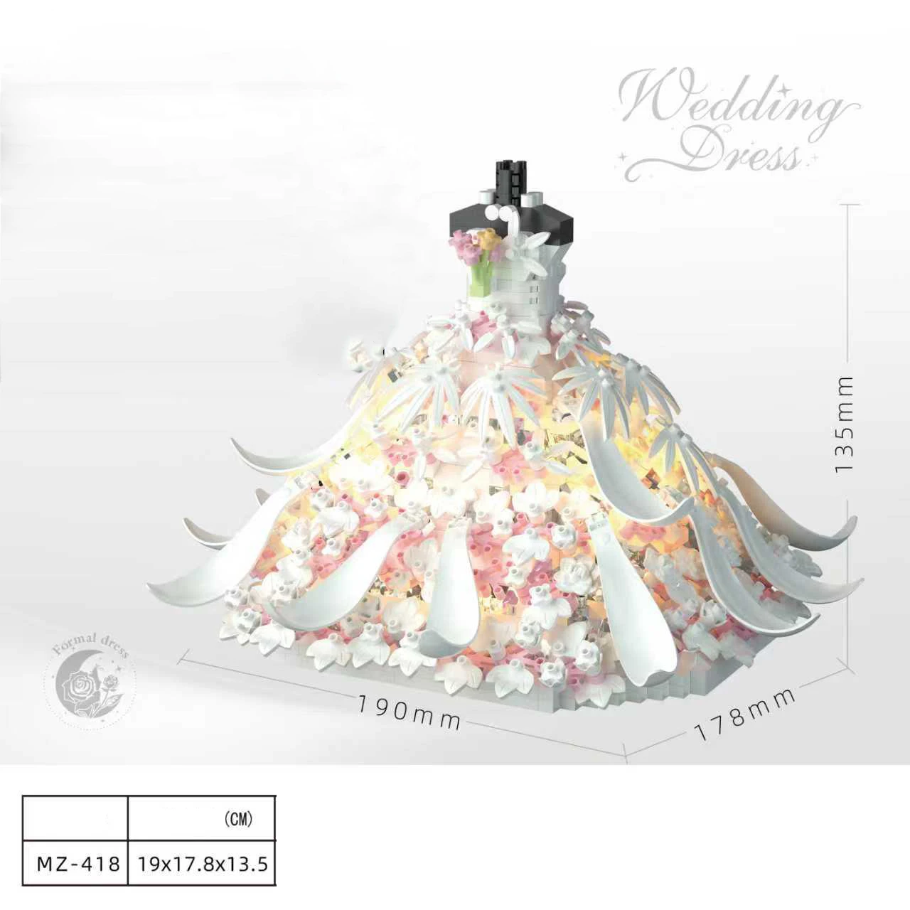 Idea Black & White Romantic Wedding Dress Mini Block Construction Model Sets Building Bricks Toy For Girls Gift Nanobricks