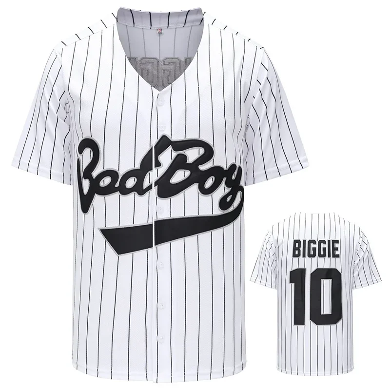 

Movie #10 Bad Boy BIGGIE Baseball Jersey 90s Clothes for Women and Men Fashion Hip Hop Party Clothing Shirt Theme Party