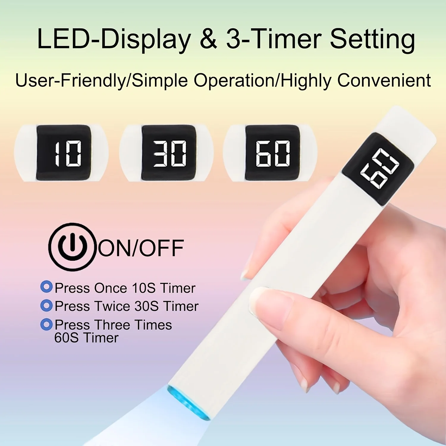 แสงยูวีแบบใช้มือถือสําหรับเล็บเครื่องเป่าเล็บขนาดเล็กไฟ LED พร้อมขาตั้งหน้าจอ LCD พร้อมหลอดไฟเจล USB แบบชาร์จไฟไร้สาย 3 ตัวจับเวลา