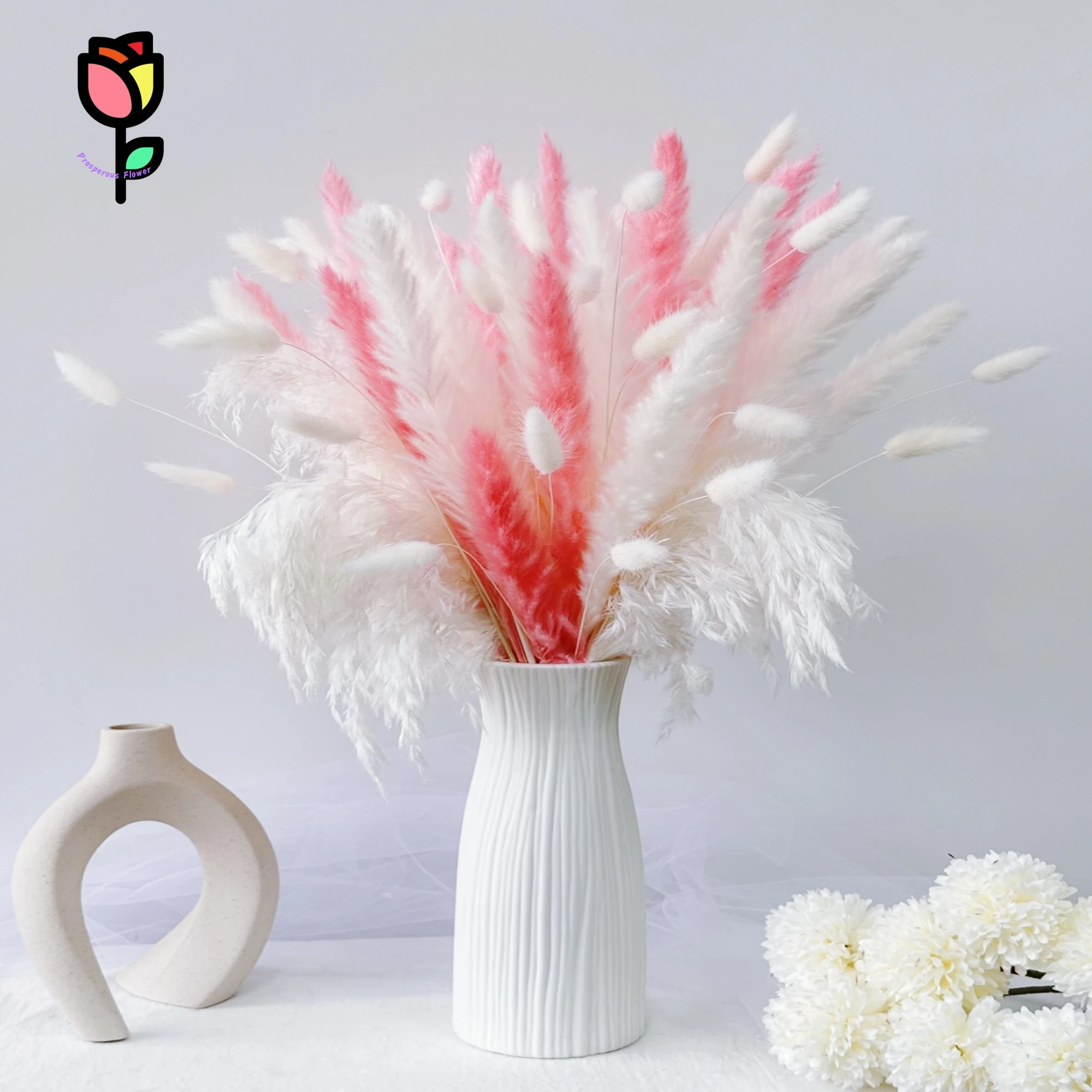 Натуральные консервированные цветы, розовый букет пампасов, свадебный цветочный декор, сушеные цветы, фрагмиты, Lagurus Ovatus, украшение для дома, вазы