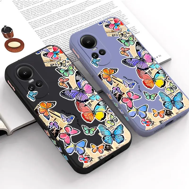 Reno 10 Cartoon Butterfly Silicone Phone Case For OPPO Reno 5 5Pro 7Z 7Lite 10 10Pro 10ProPlus 12 12Pro 8T 8Pro 6 5F 4 8 7 Cover image 6