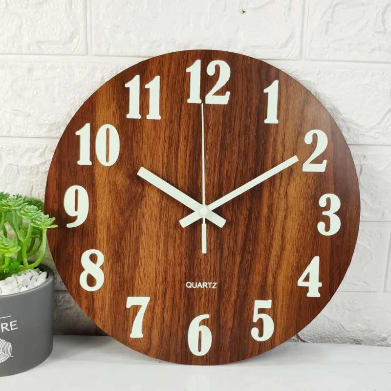 12'' Nordic Modern Luminous Quartz Wall Clock Glow In The Dark Bedroom Office 30cm Good for Indoor Wall Decoration 12inch