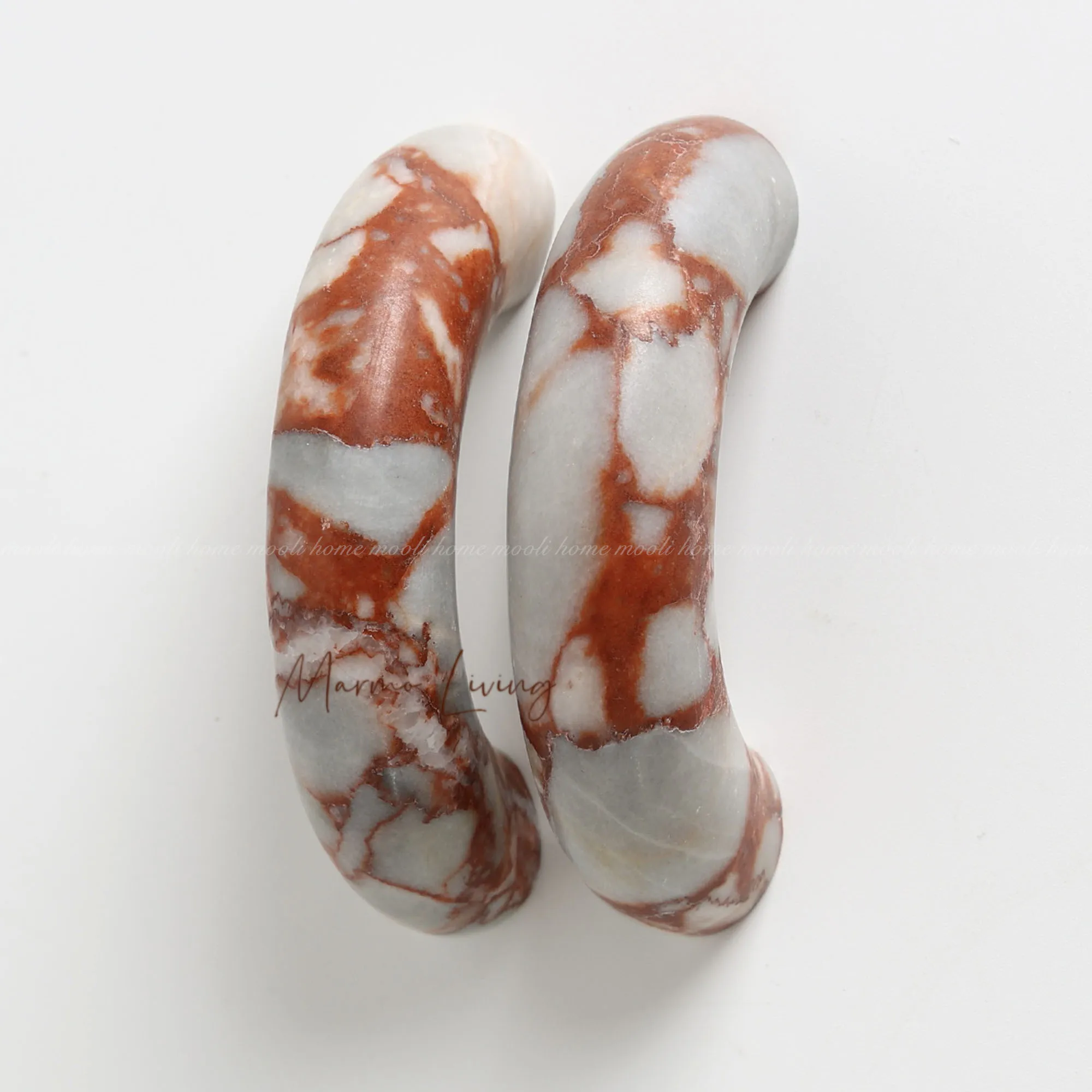 Natural Marble Cabinet Door Handle Art Design Furniture Drawer Pull Calacatta Red Wardrobe Donut Handle Decorative Knob