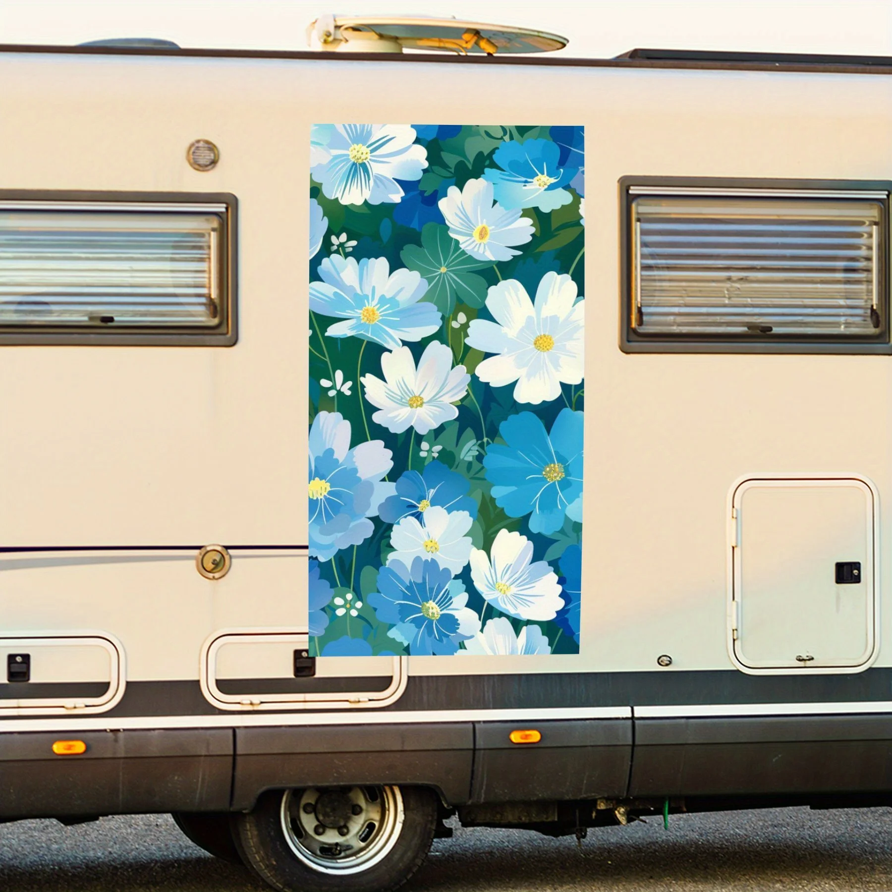 

Fresh Flower Field Car Sticker,Vinyl decal on the side of the motor home, waterproof self-adhesive vinyl sticker on the side of