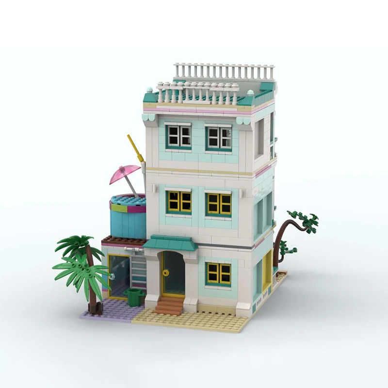 ตัวต่อโมเดลบ้านริมชายหาดยอดนิยม 1025 ชิ้น ชุดประกอบเอง ของเล่นเสริมพัฒนาการ ของขวัญวันคริสต์มาสและวันเกิด