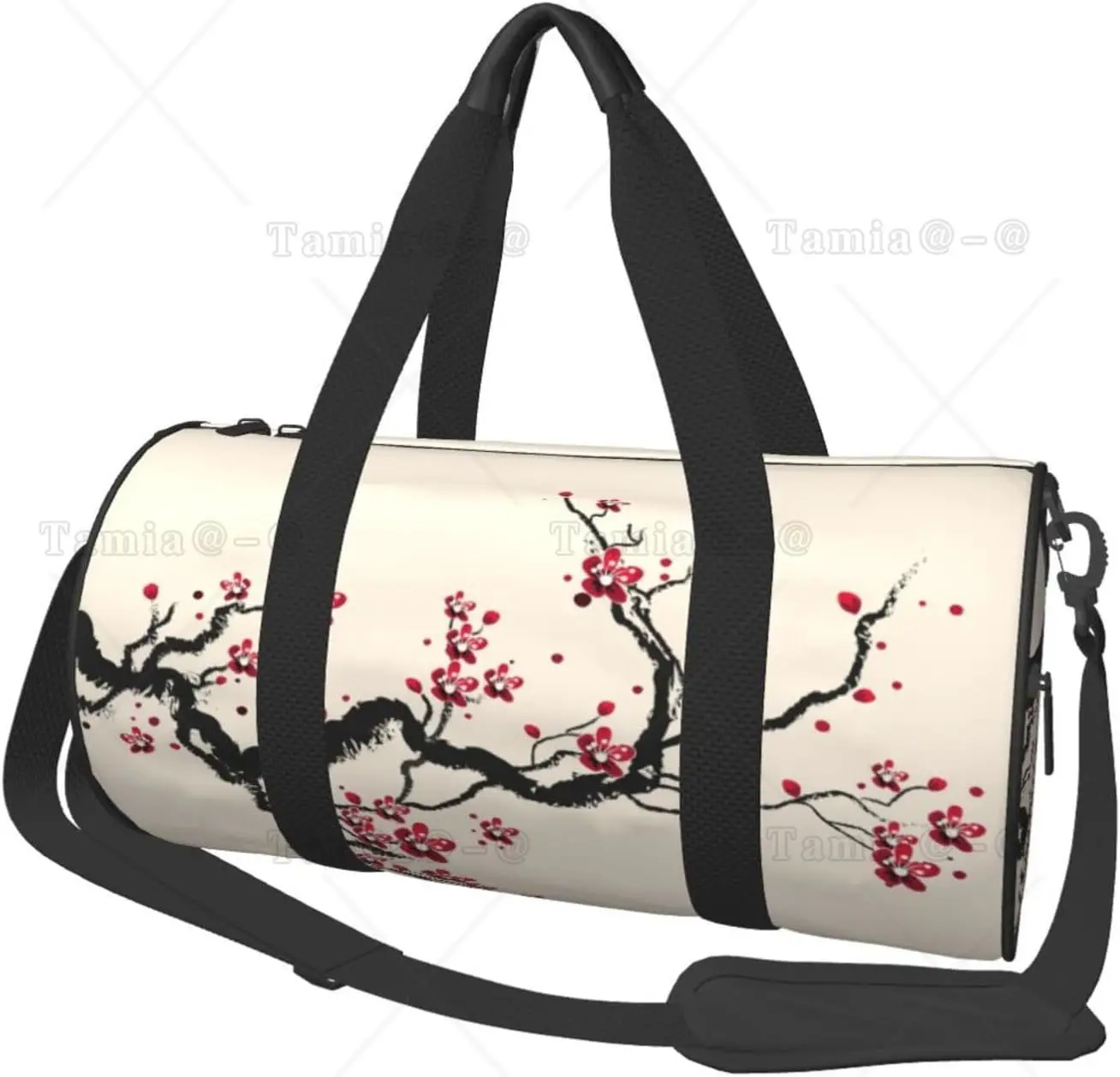 Sports Gym Bag Plum Tree Blossom Ink Painting Chinese Paint Duffel Barrel Bag Backpack Lightweight Travel Cylinder Bags for Swim