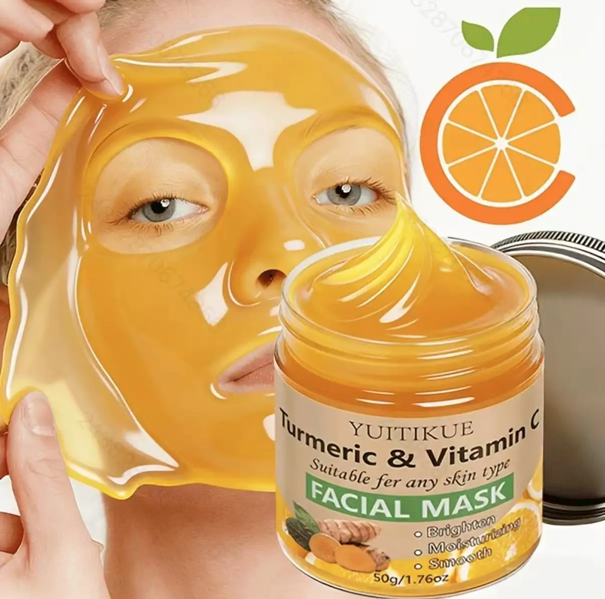 YUITIKUE 50g Kurkuma & Vitamin C Aufhellende Feuchtigkeitsmaske für Tägliche Hautpflege - Gesichtsmaske