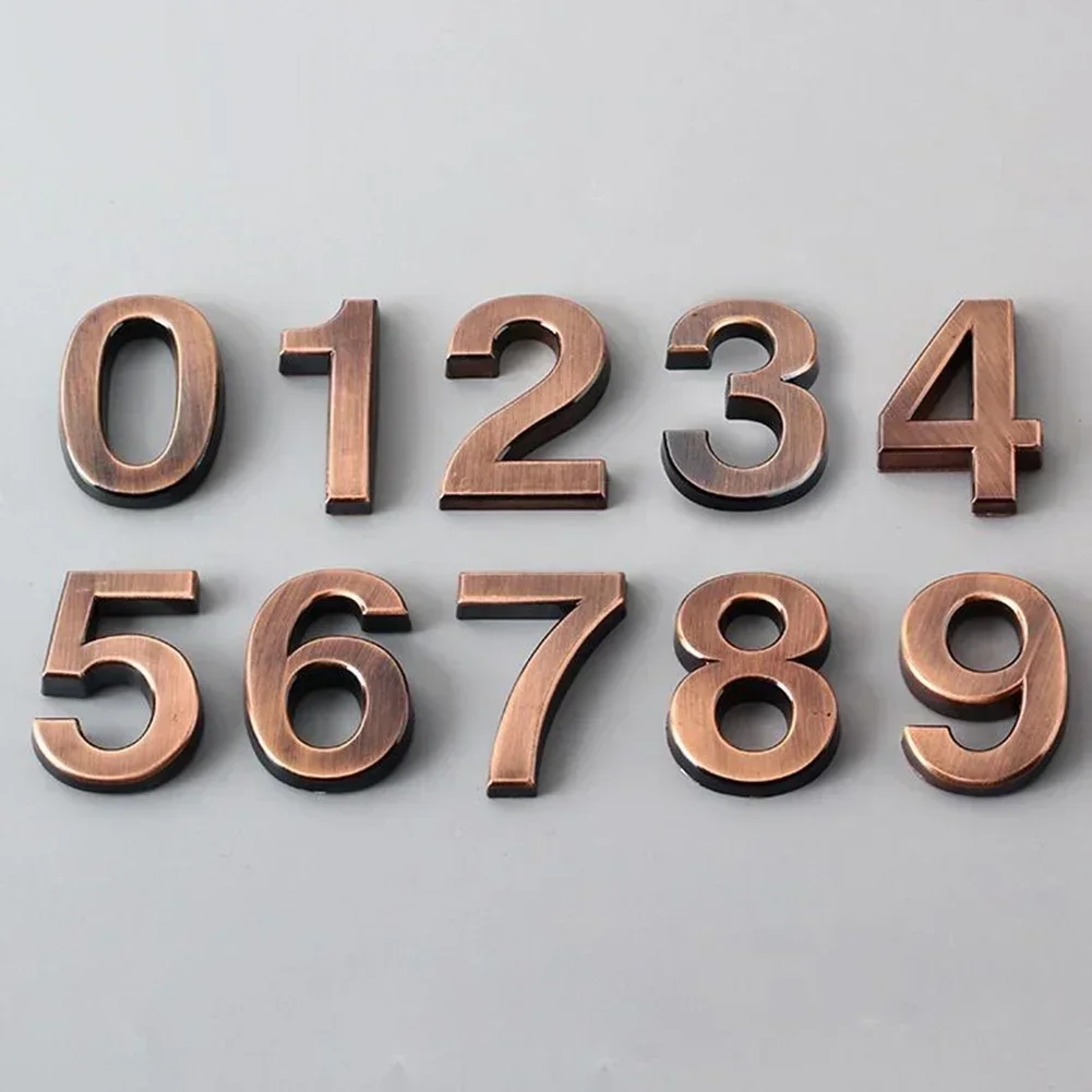 1pcs Bronze House Number Outdoor Sticker Apartment Self Adhesive Digits Hotel Office Address Residential Door Plate Number