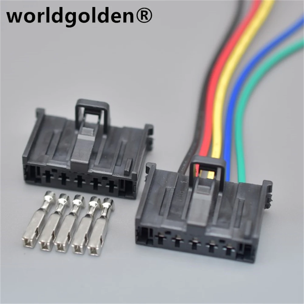 

worldgolden 5 Hole 2.8mm Car Cable Sockets Automotive Wire Connector With Pins DJ70528A-2.8-21