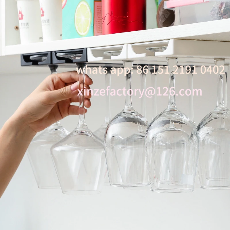

Customizable Wine Glass Rack Kitchen Under Cabinet Free Punching Holder Home Goblet Rack Classification Stemware Hanging