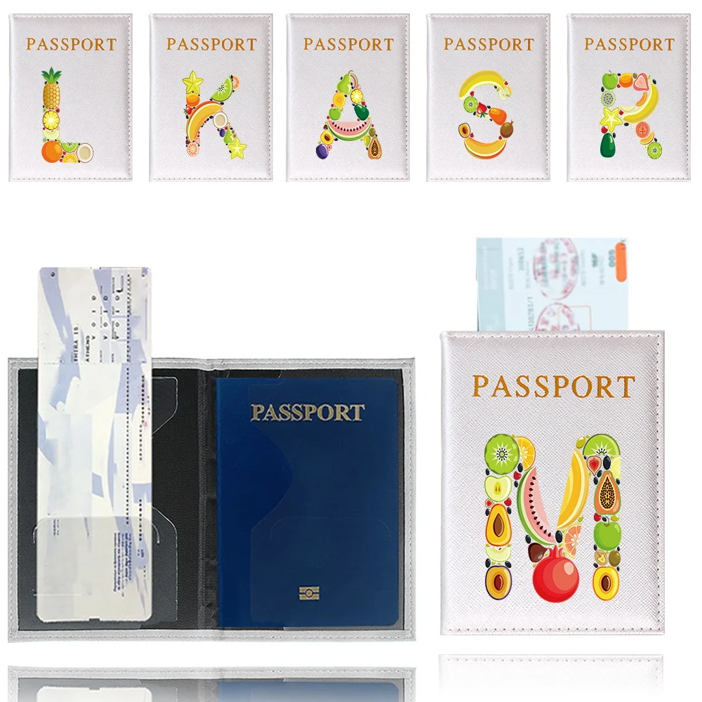 Passport Cover Passport Holder Travel Waterproof Passport Protective Cover Unisex Print Fruit Letter Series Travel Accessories