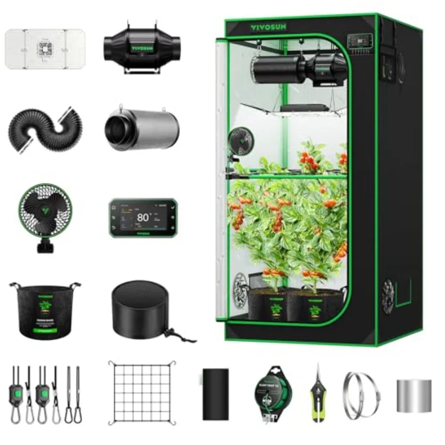 

Умный профессиональный комплект для выращивания растений Smart Pro Grow Tent Kit Plus 3×3 фута, набор на 3 растения с автоматическим управлением через Wi-Fi, светодиодный фитосветильник 2-в-1 с регулируемым спектром, 36 светодиодов
