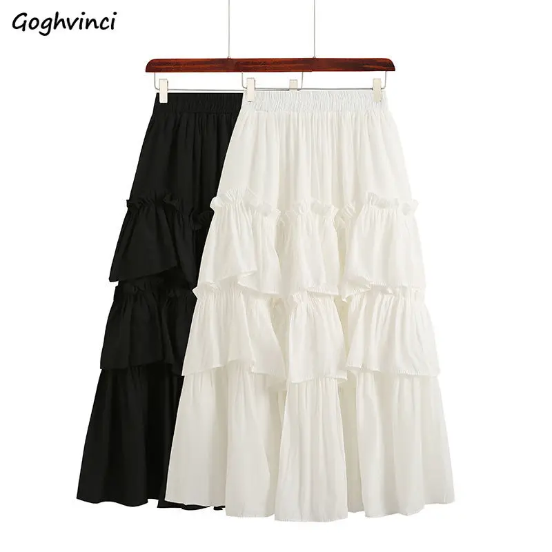 

Skirts Women Elegant Sweet Casual Trendy Korean Style Patchwork Folds Office Lady High Waist Ins Popular Cozy Daily All-match