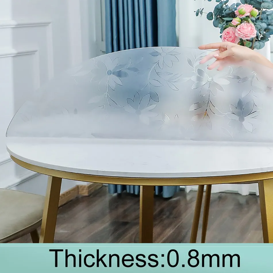 Runde transparente Tischdecke, wasserdicht, ölbeständig, PVC-Kunststoff, weiches Glas, für Wohnzimmer, Küche, Couchtisch, Matte