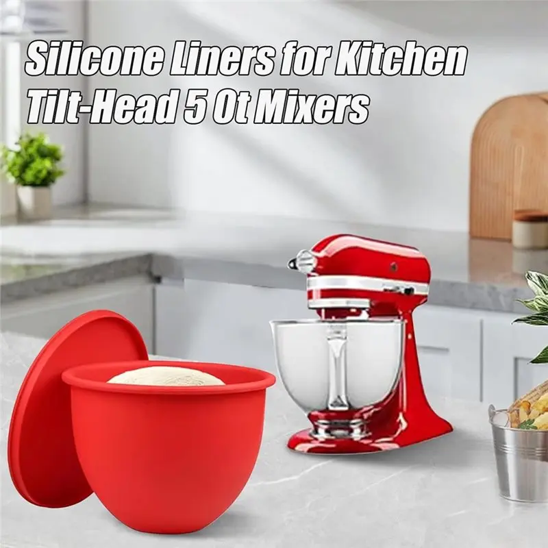 A68P-Silicone Bowl Liner For Kitchen Tilt-Head 5 Qt Mixers, Baking Cooking Aid, No Replacement Bowls Needed 3Pcs