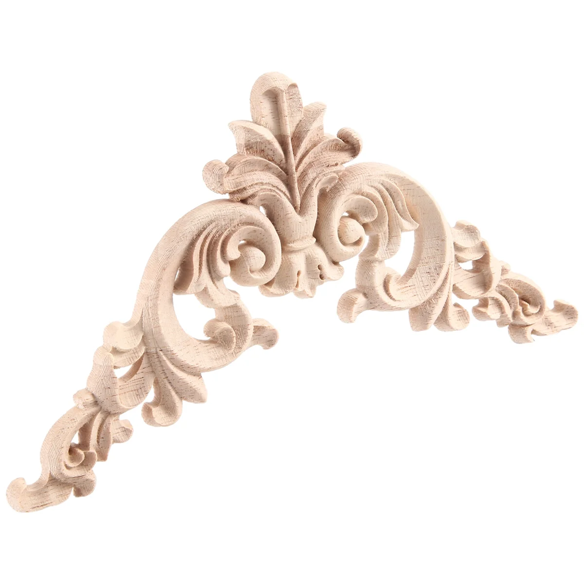 Applique ad angolo intagliato in legno di gomma da 15*15cm squisita non verniciata