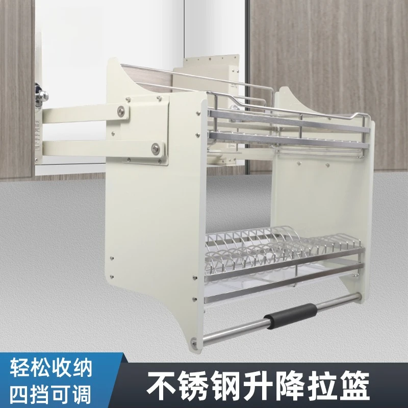 

304 stainless steel kitchen cabinet storage double-layer dish basket