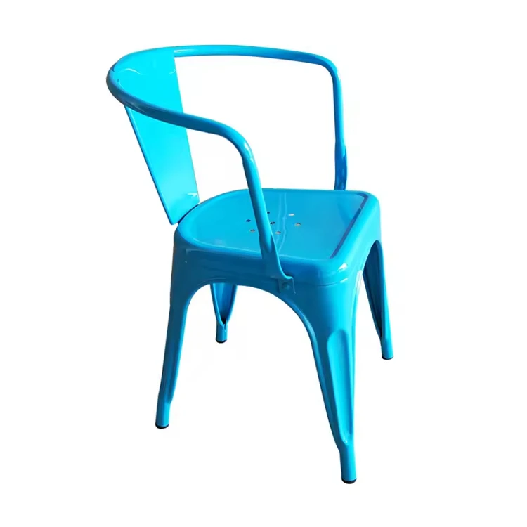 Metal dining chair retro industrial style stackable for use in restaurant or bar