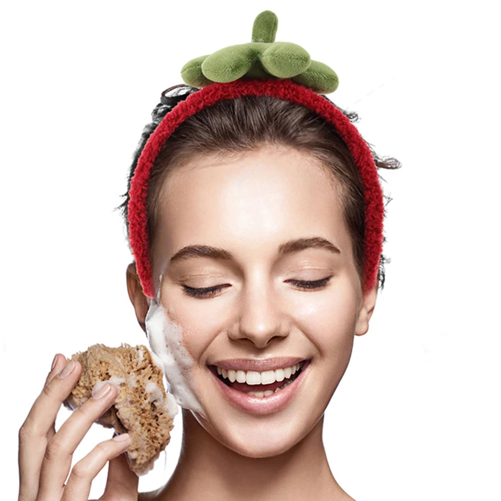 3 قطع من عصابة الرأس الكرتونية على شكل فراولة لطيفة للنساء في الصيف وحفلات الشاطئ والسبا والمكياج وغسل الوجه وإكسسوارات حمام السباحة