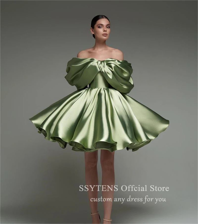 SSYTENS Short Vestidos De Graduaciones Mujer Juvenil Green Prom Gowns Satin Mini Cocktail Dresses Customized Homecoming Dress