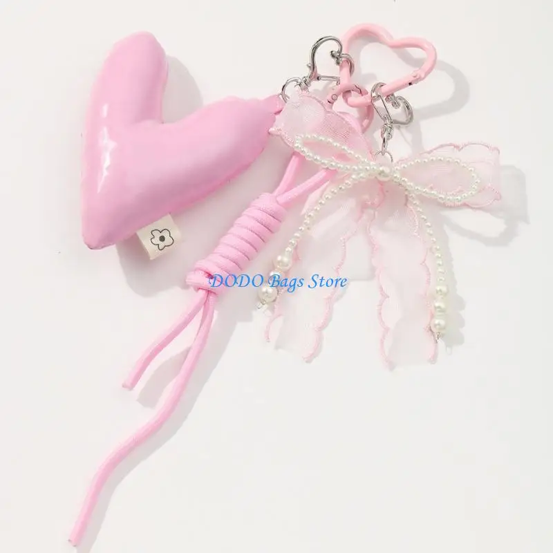 

E8FB Creative Heart Bows Purse Ornament Bag Pendant Car Keychain Handbag Decors Bags Charm For Adding A Touch Of Elegance