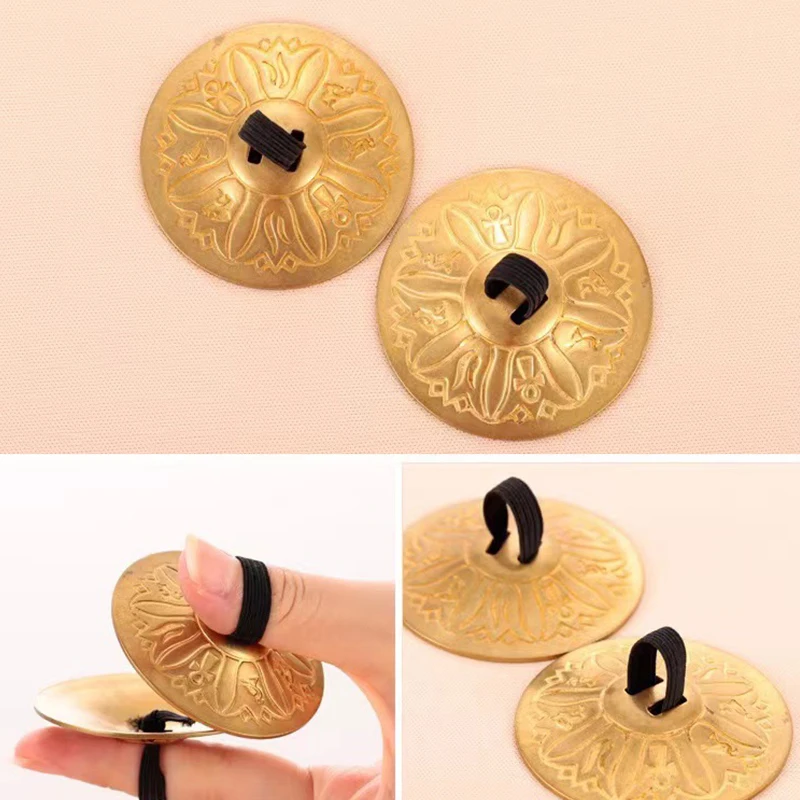 2Pcs Copper Finger Cymbals Small Finger Cymbals Belly Dancing Mini Cymbals Musical Instrument Saucers