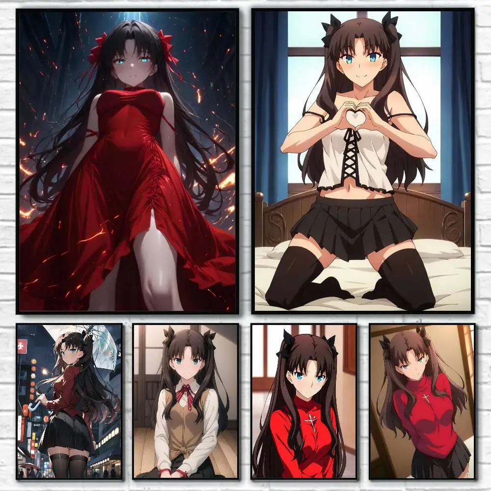 Anime Fate stay night Rin Tohsaka Posters Fancy Wall Sticker for Living Room Bar Decoration Wall Decor