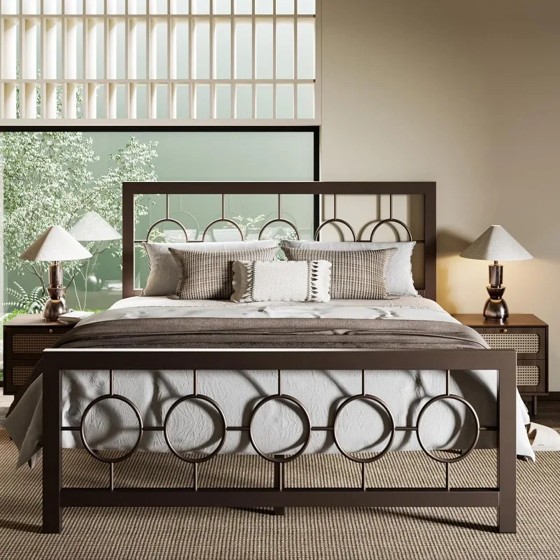 

Размер металлического каркаса кровати на платформе с изголовьем в современном и винтажном стиле, без коробчатой пружины, простая сборка, без шума
