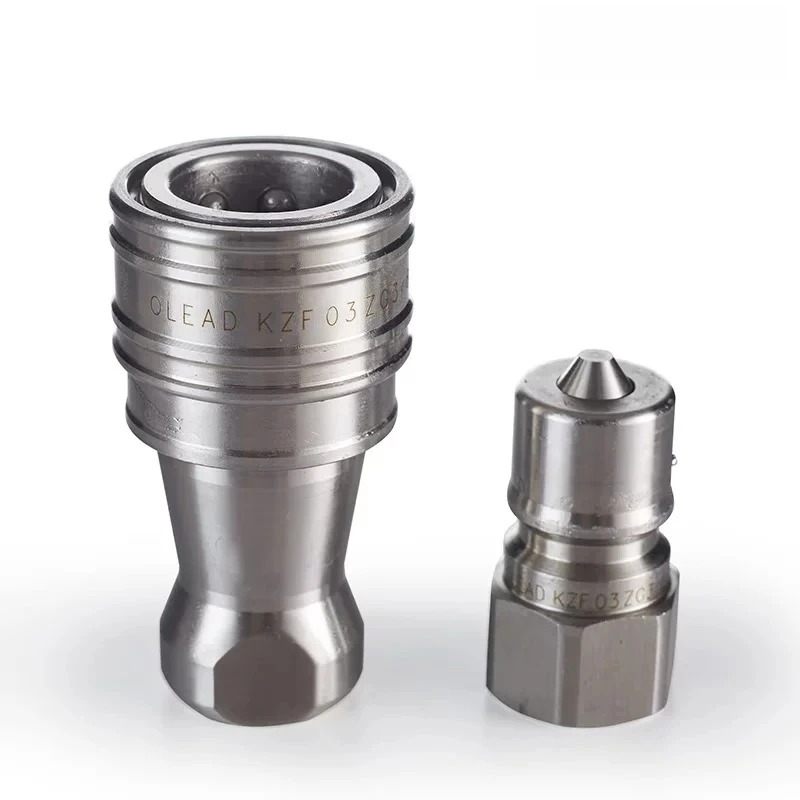 KZF Vacuum Hydraulic Quick Coupler, 304SS High Pressure High Temp Water Air Gas Connector, ISO 7241-1B for Sanitation Truck