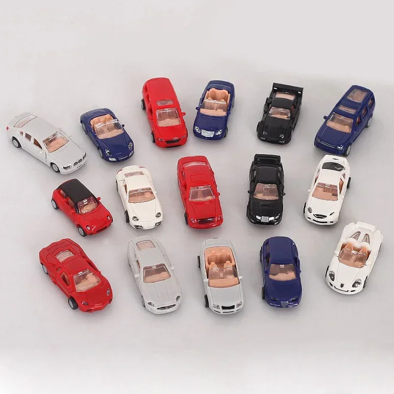 1/87 Scale 4D Plastic Assemble Car Scale Modern Cars Collection Puzzle Assembling Toys for Children 16 Kinds To Choose