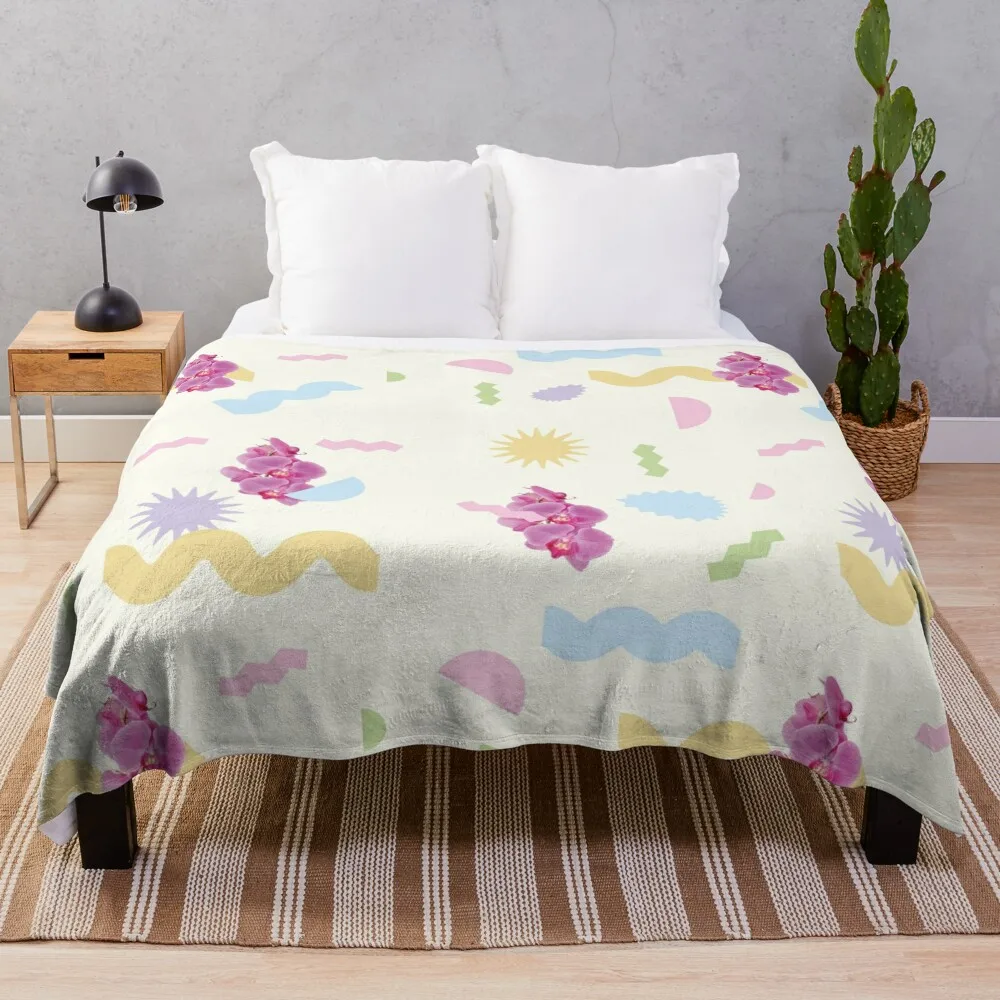 The Orchid Vibe of Summer Throw Blanket Plaid on the sofa Furry Blankets