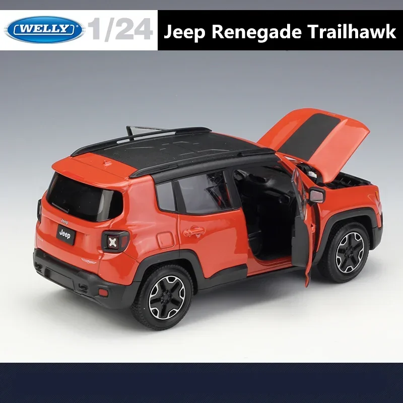 Fonde sotto pressione WELLY 1:24 Jeep Renegade Trailhawk SUV Modello di auto in lega Fonde sotto pressione Giocattolo in metallo Veicoli fuoristrada Modello di auto Regali di simulazione