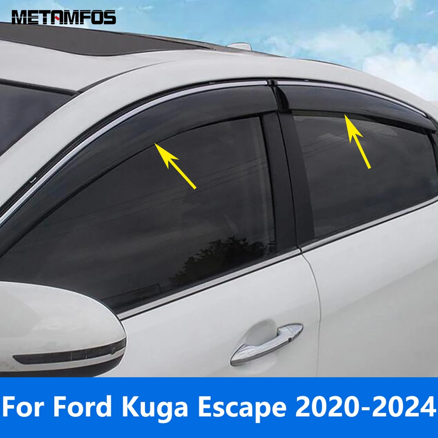 Window Visor For Ford Kuga Escape 2020-2022 2023 2024 Wind Deflector Vent Sun Shade Rain Guard Shield Awning Shelter Accessories