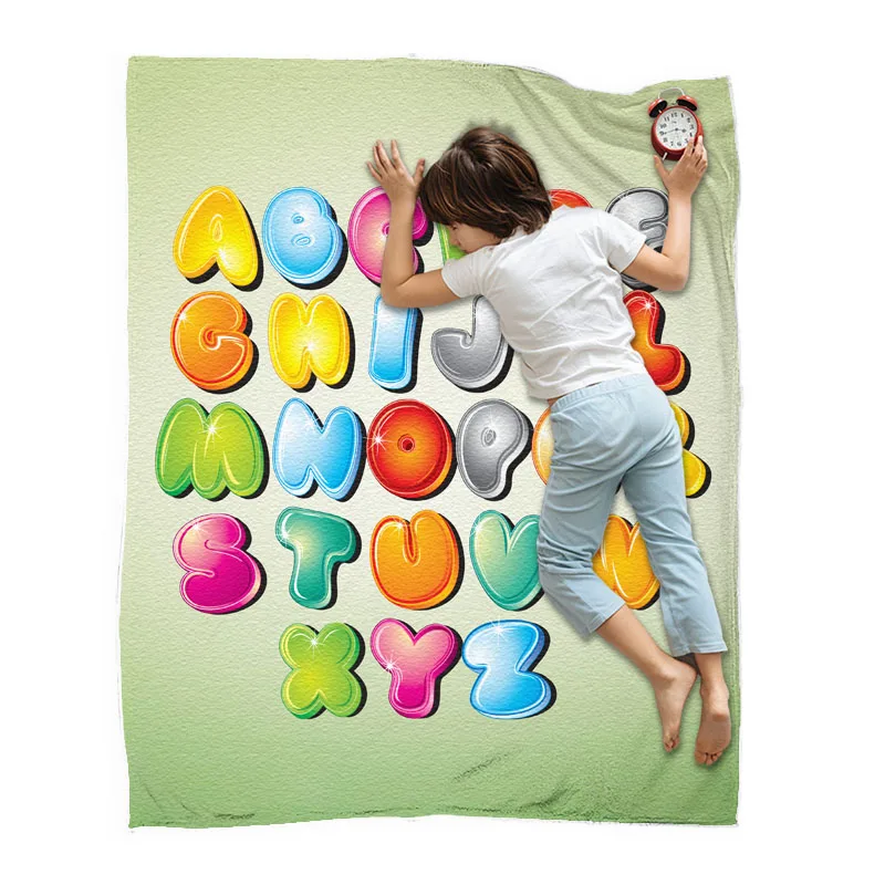 

Kids Alphabet Throw Blanket Aesthetic Letter Funny Lovely Soft Cozy Microfiber Flannel Fleece Warm Huggl For Home Sofa Beds