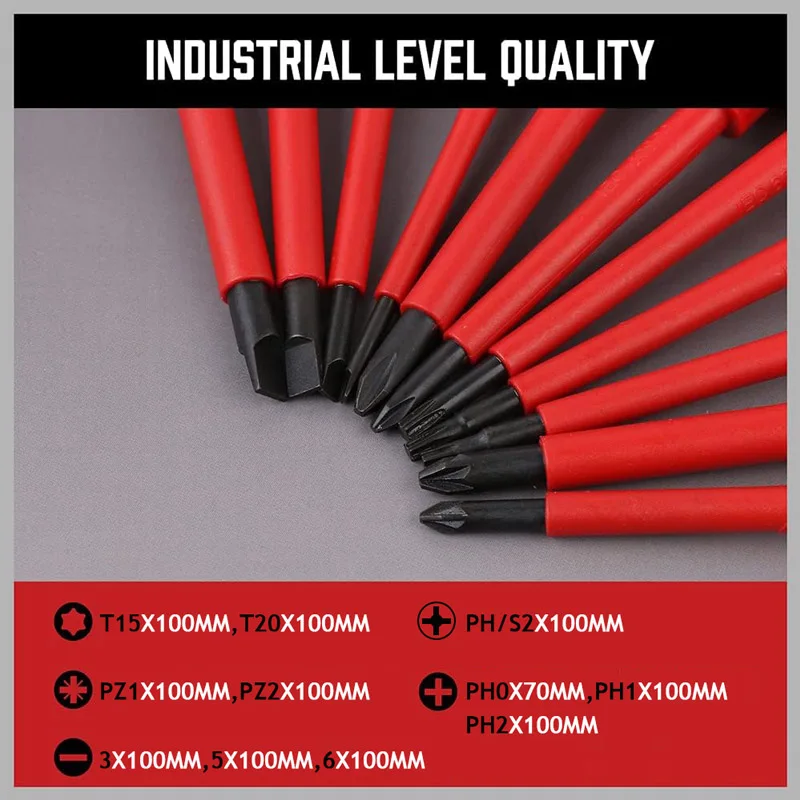 Kit di strumenti di riparazione per elettricisti 13 pezzi Set di cacciaviti isolati VDE variabili da 1000 V con kit di utensili manuali con punte a taglio magnetico