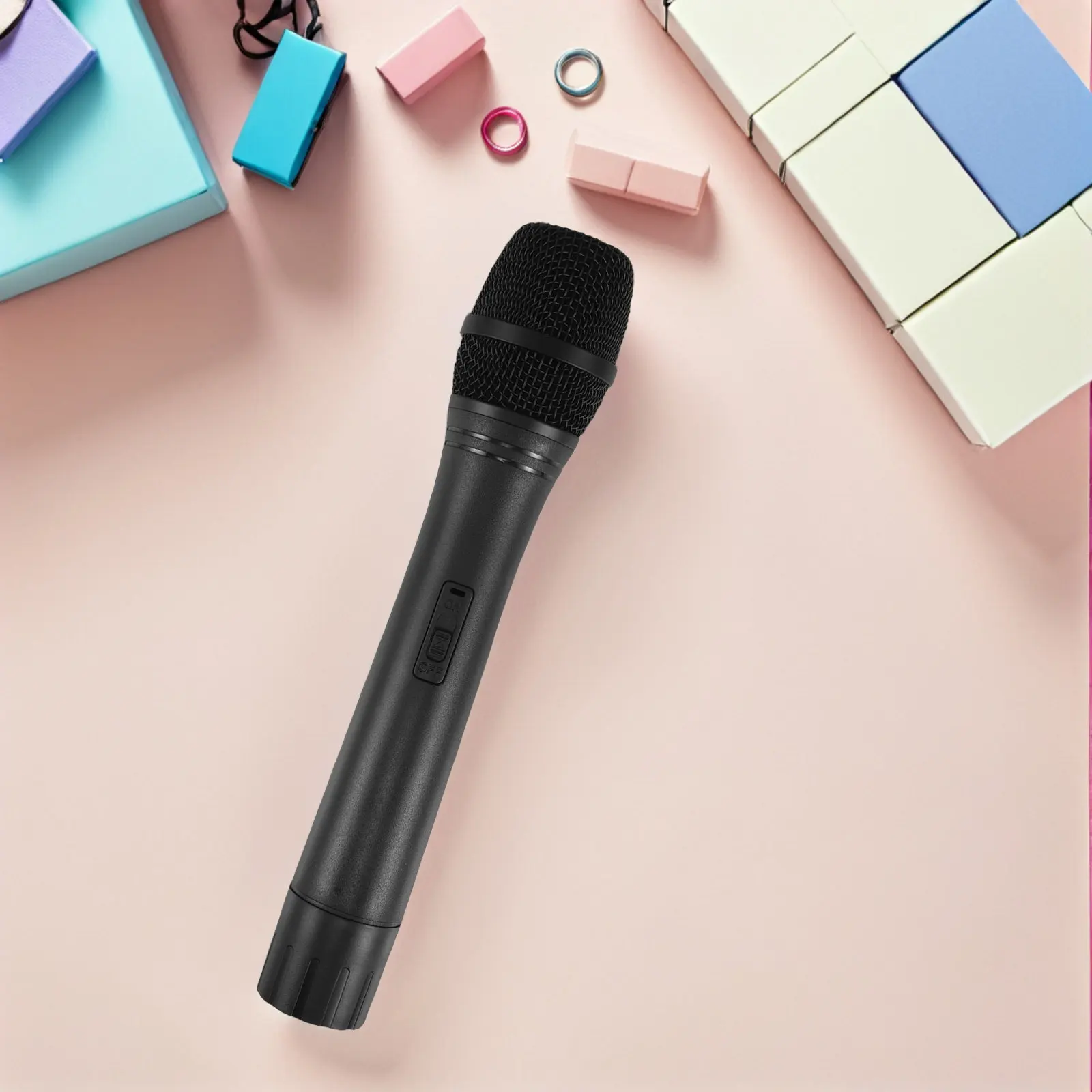 Black Pretend Microphone Simulation Prop Realistic Plastic Mic for Stage Role Performance Cosplay Music Party Halloween