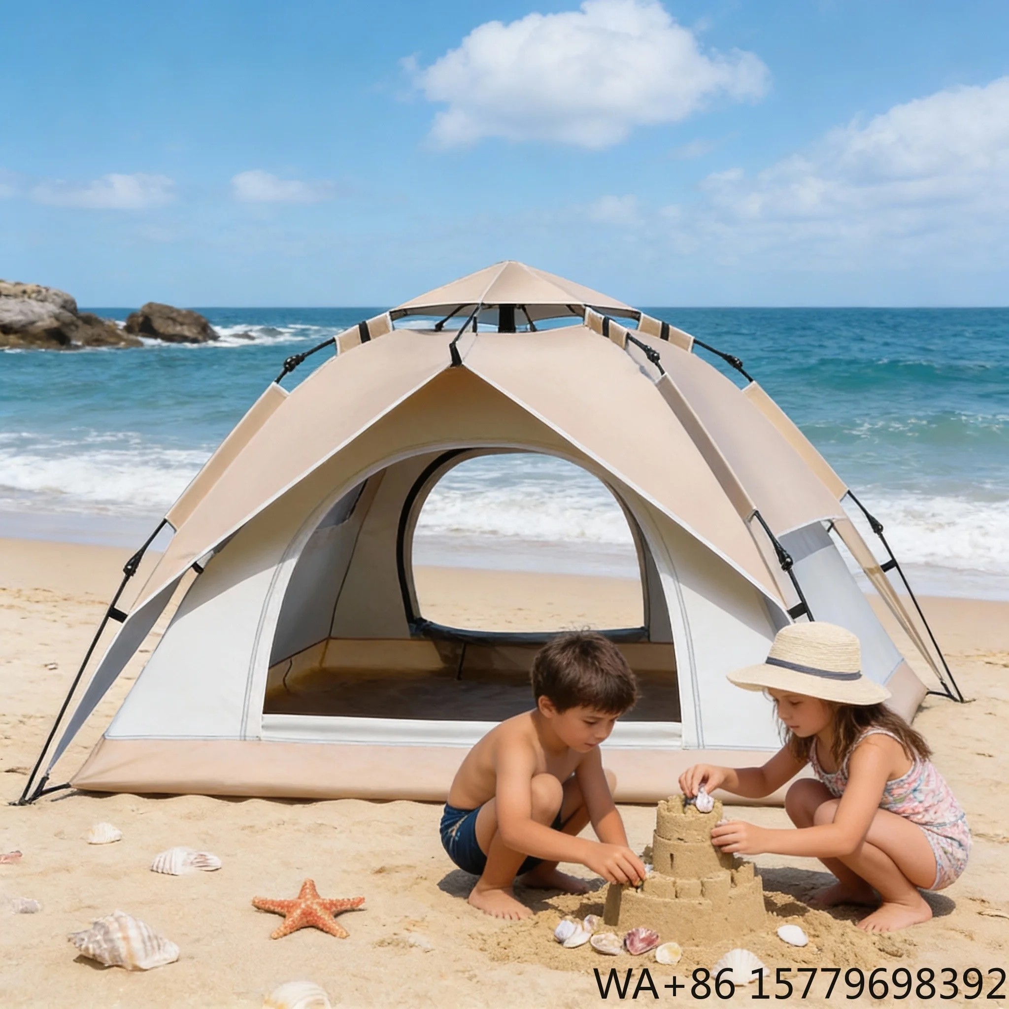 Outdoors PopupTent 3-4 Person Lightweight Automatic Camping Tent Oxford Fabric Waterproof 3000mm Summer Double-layer Fiberglass