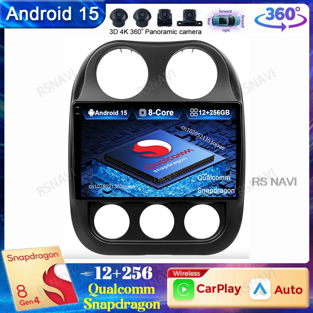 

Android 15 Car Radio For JEEP Compass Patriot 2011 - 2017 Viedo Player Qualcomm QLED BT DVD Wireless Carplay Auto Head Unit DSP