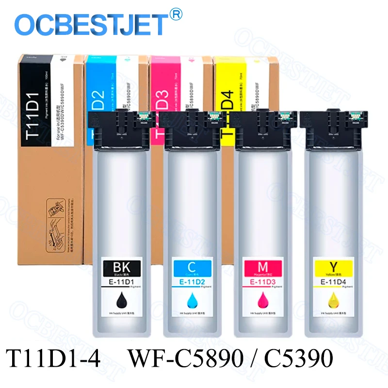 1 Set Europe T11 T11D T11D1-T11D4 WF-C5890 C5390 Ink Bag Cartridge For Epson WorkForce Pro WF-C5890 C5390 C5890 With Pigment Ink