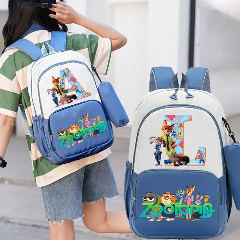 Zootopia 2 sac d'école grande capacité haute qualité adolescent Bookbag Judy Nick Anime Figure lettre impression étudiant voyage sac à dos cadeau
