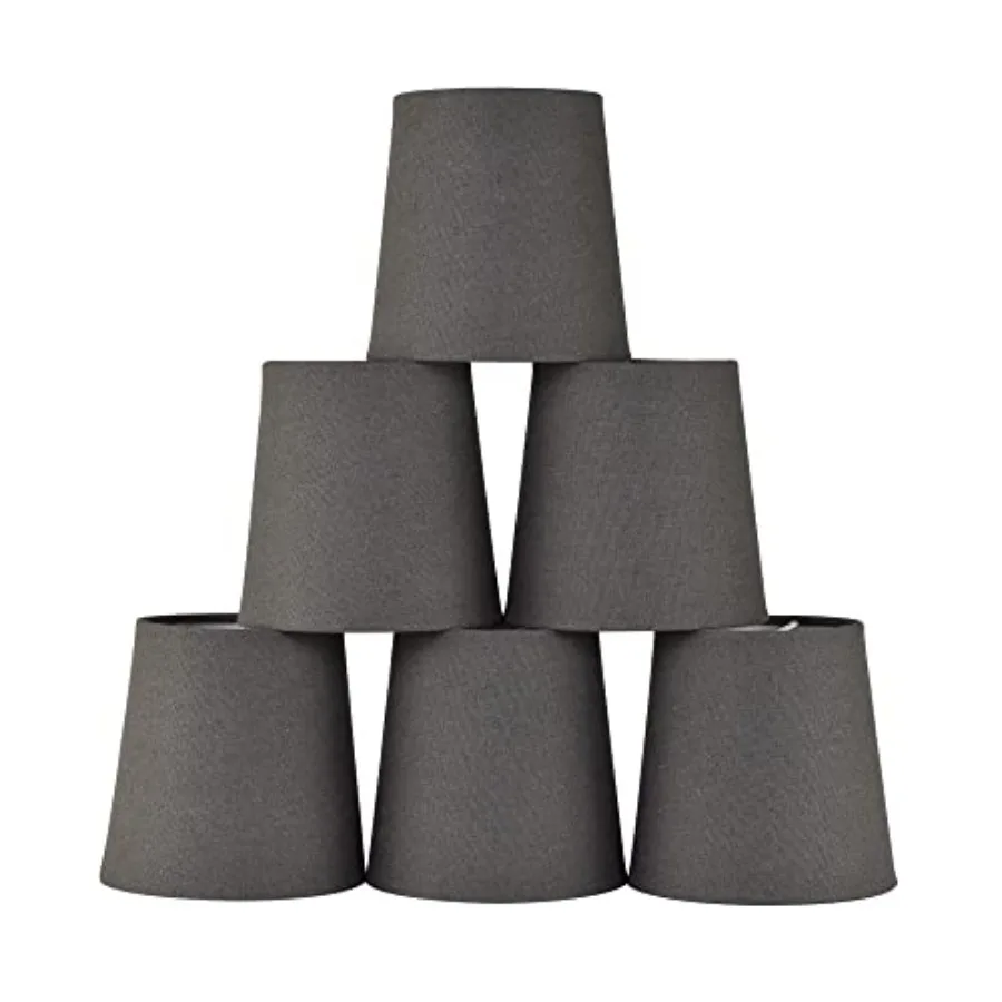 

VALO Clip-on Chandelier Fabric Lamp Shades, Set of 6, Small Barrel, 5.2"×4"×H5.2", Linen, Handmade, Traditional Decorative, ONL