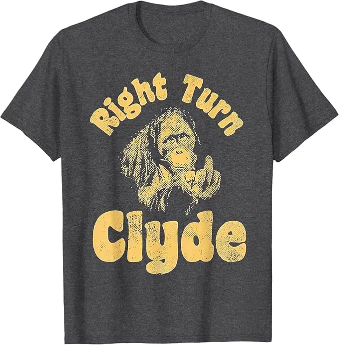 Right Turn Clyde T-Shirt Y2k Gorilla Flipping The Bird Graphic Damen Herren Kleidung Filmreferenz Ästhetisches Spruch-T-Shirt Neuheit – Detail 4