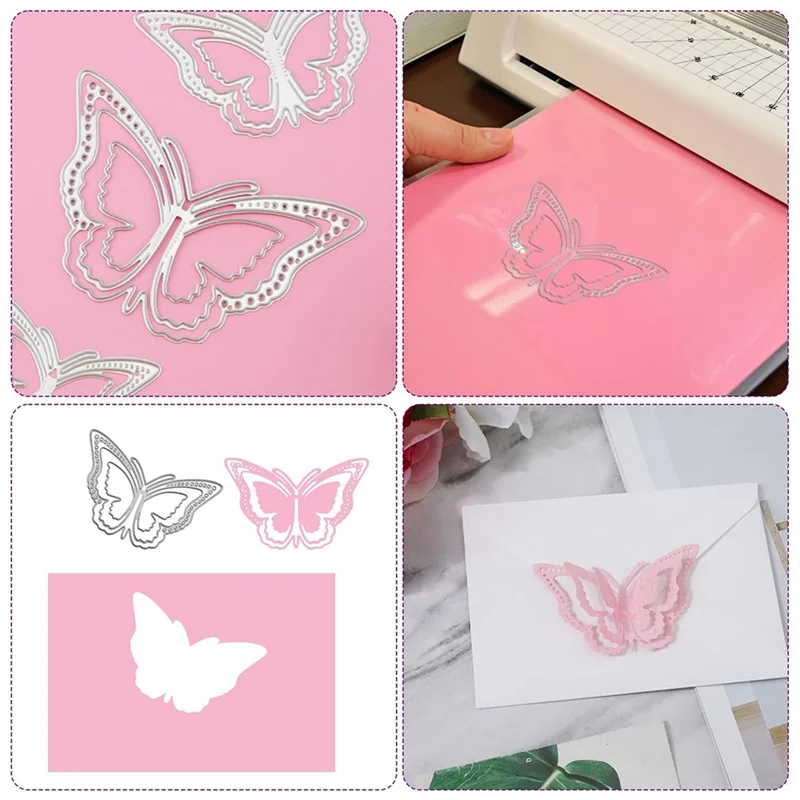 LICE-3 pezzi fustelle in metallo a farfalla 3D, fustellate a farfalla per la creazione di cartoline fustelle per telaio a farfalla
