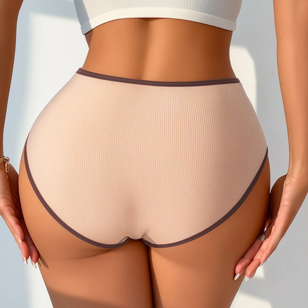 Womens Casual Low-rise Briefs Designed with Color Block Pattern Ribbed Elastic Waist and Bow for Comfortable Daily Wear