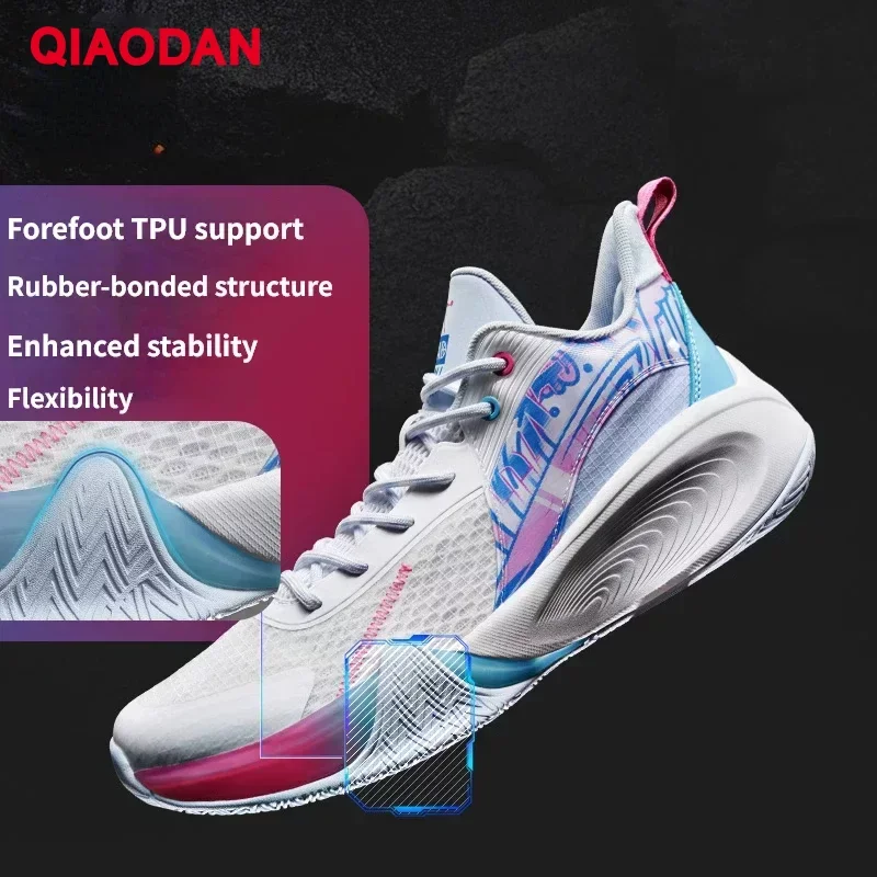 QIAODAN Basketball Shoes for Men 2023 Autumn New Air Mesh Hard-Wearing Comfortable Anti-Friction Breathable Sneaker XM25220106